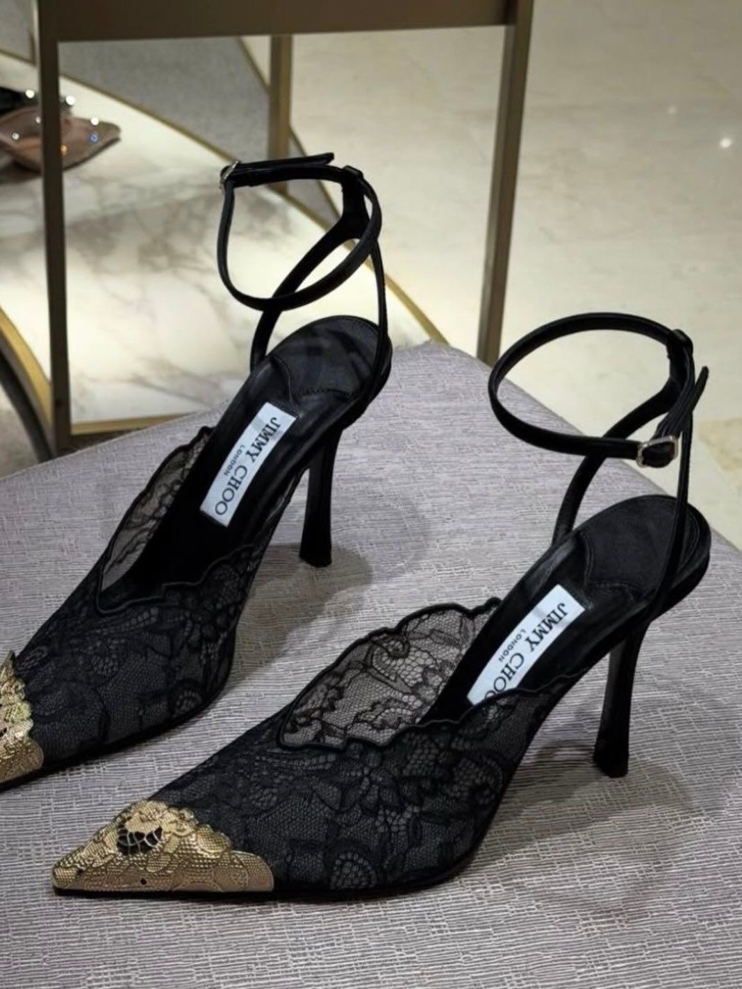 ,кружевные туфли-лодочки love 100 jimmy choo черный,туфли кружевные,туфли jimmy choo,дизайнерская