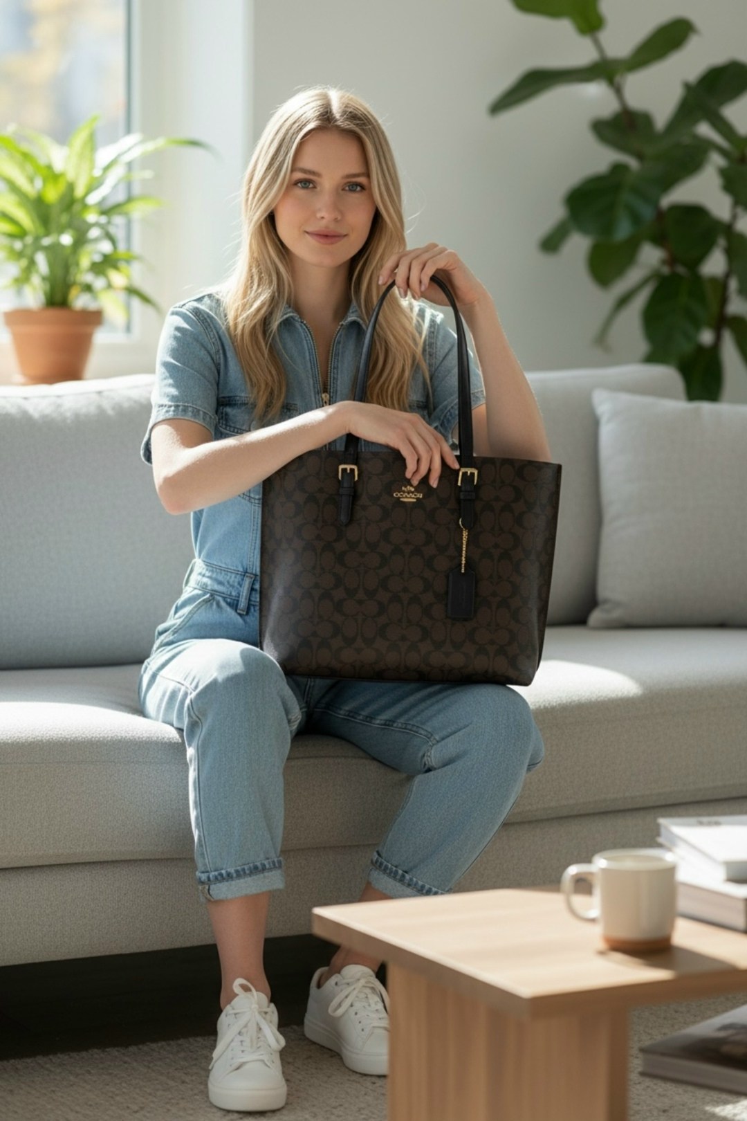 сумка-тоут coach,женская сумка coach,coach mollie tote in signature canvas,сумка,coach city tote