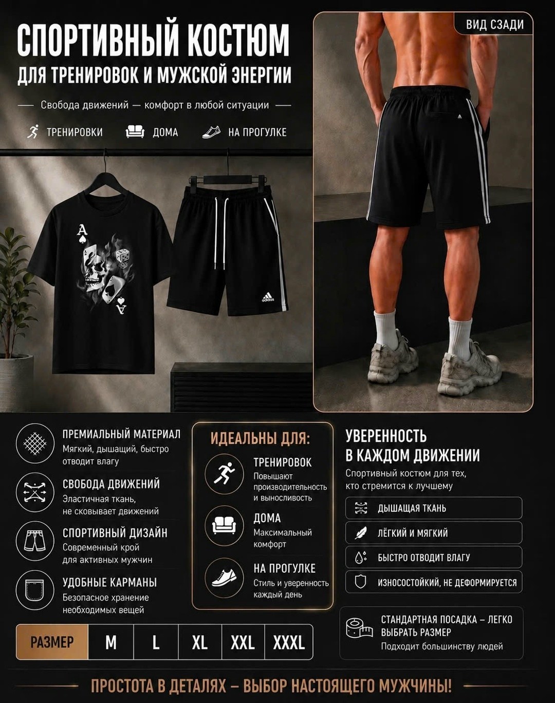 мужские спортивные шорты adidas,спортивный мужской костюм,спортивный мужской костюм с шортами,футболка мужская adidas,шорты adidas