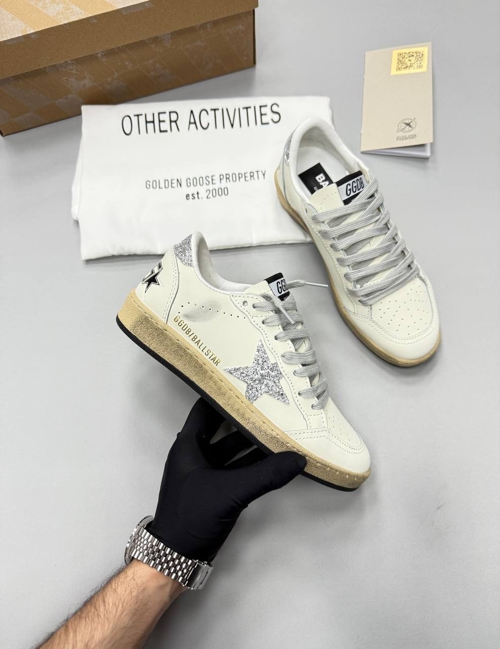 кроссовки golden goose,кеды golden goose,кроссовки,golden goose кеды ball star с блестками белый,golden goose