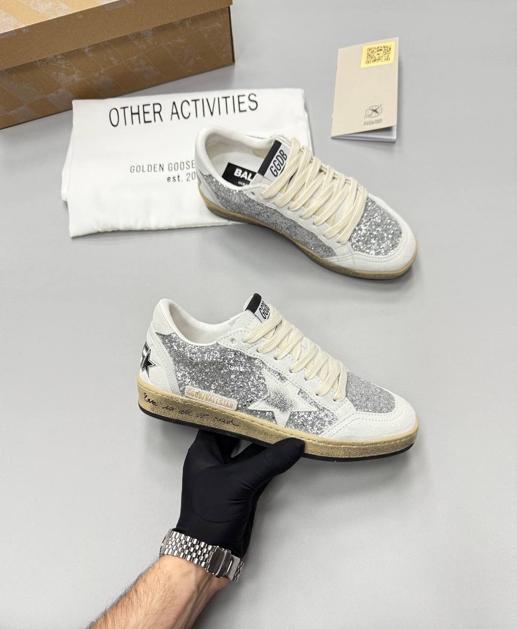 кроссовки golden goose,кеды golden goose,кроссовки,golden goose кеды ball star с блестками белый,golden goose