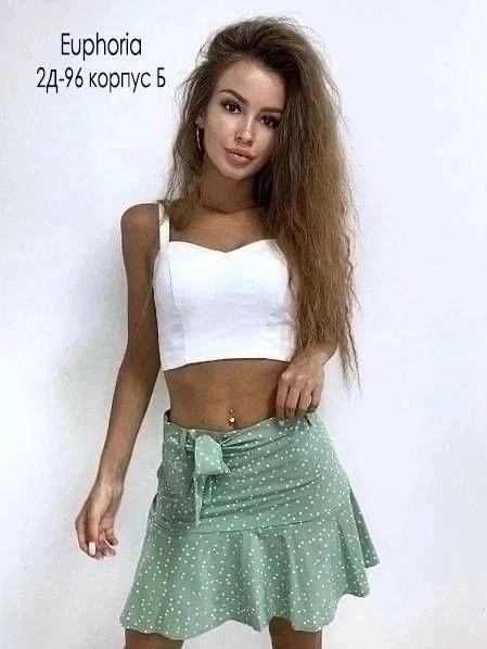 топ и юбка в горошек,одежда модная,модная одежда для девушек,юбка и топик