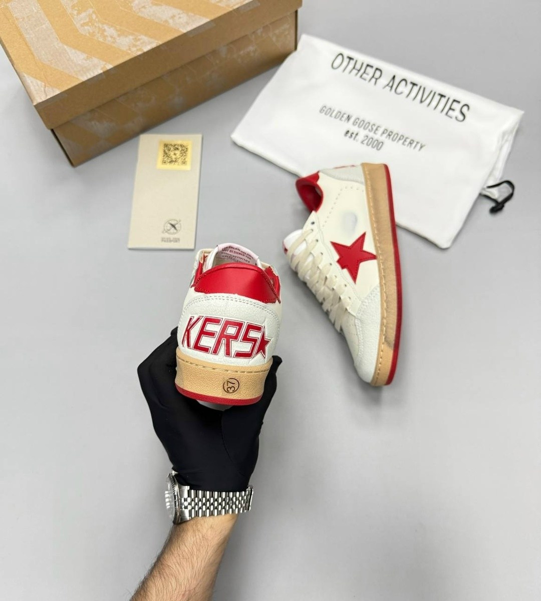 кроссовки golden goose ball-star low белый красный,кроссовки golden goose,golden goose ball star,кеды golden goose "ball star" красные,кроссовки golden goose ball star