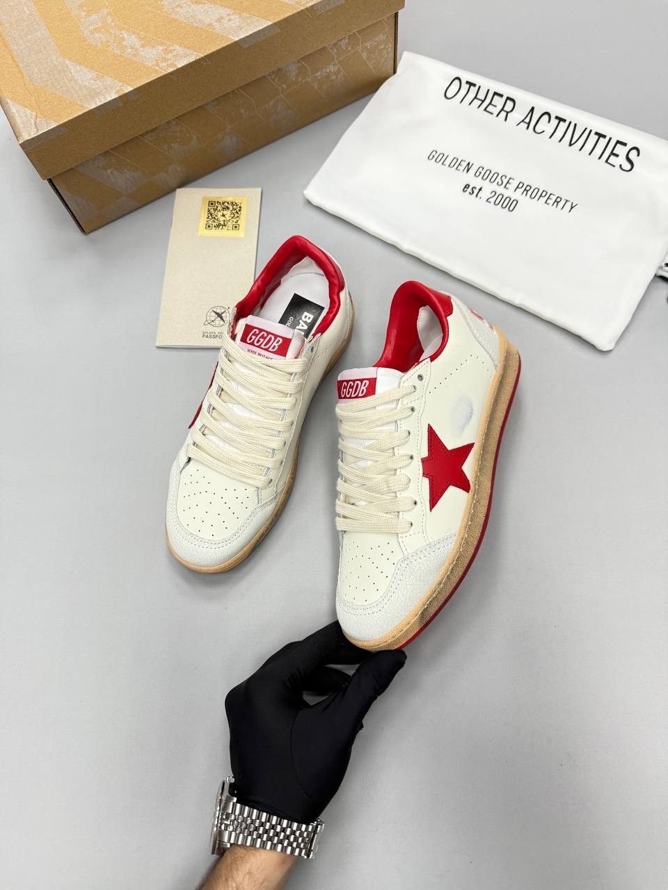 кроссовки golden goose ball-star low белый красный,кроссовки golden goose,golden goose ball star,кеды golden goose "ball star" красные,кроссовки golden goose ball star