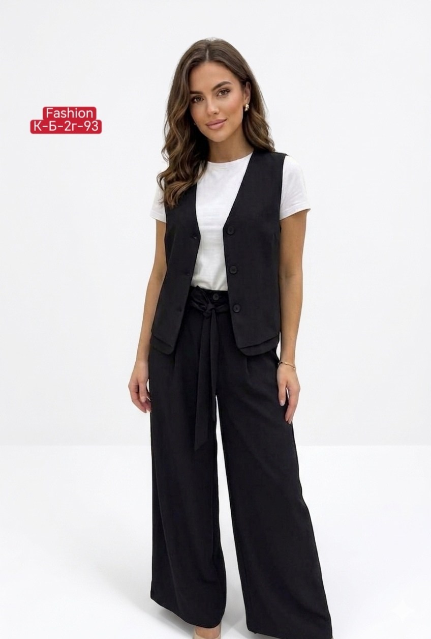 костюм классический sami fashion line женский летний брючный льняной,костюм белый брючный,брючный костюм,жилет 3039в молочный,костюм белый