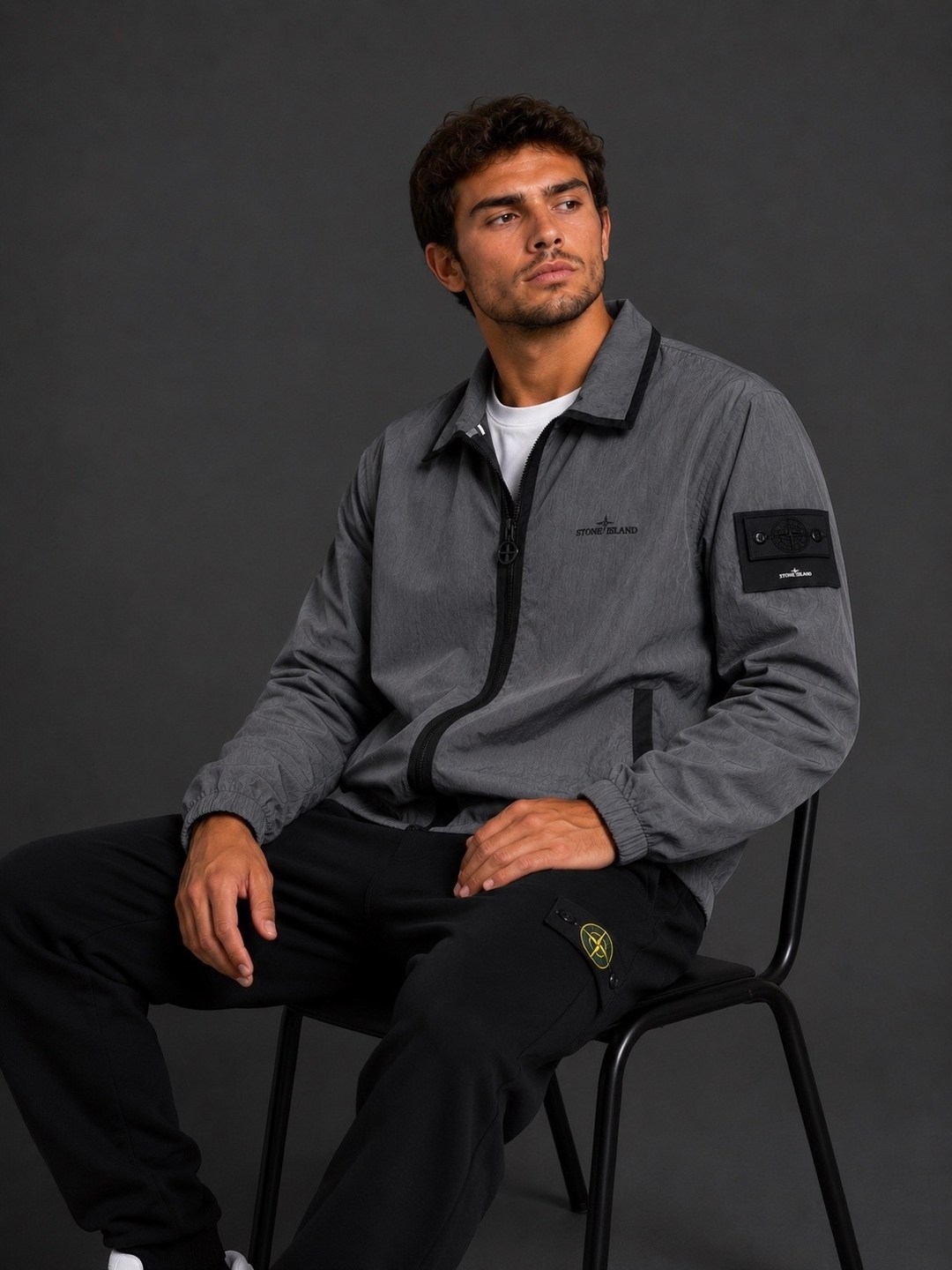 stone island,куртка бомбер,легкая куртка,stone island nylon-tc bomber jacket - charcoal