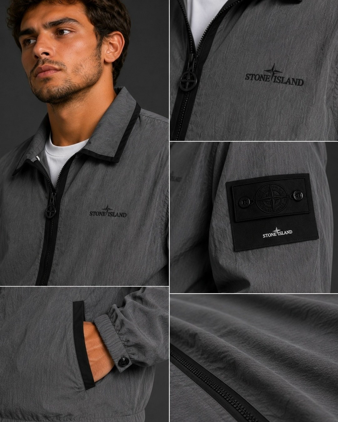 stone island,куртка бомбер,легкая куртка,stone island nylon-tc bomber jacket - charcoal