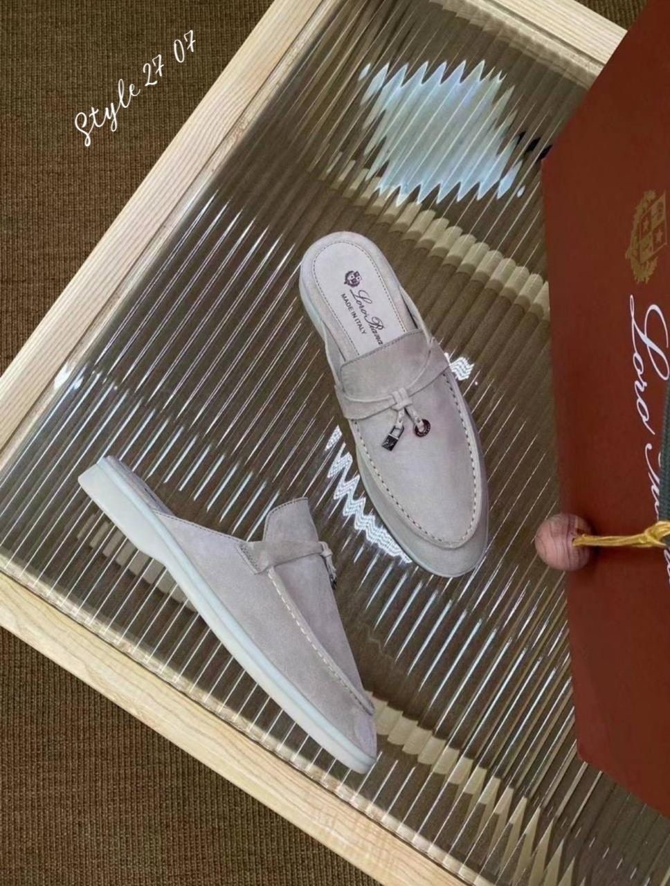 мюли loro piana,лоро пьяно ,loro piana лоферы,,женские замшевые мюли loro piana голубые