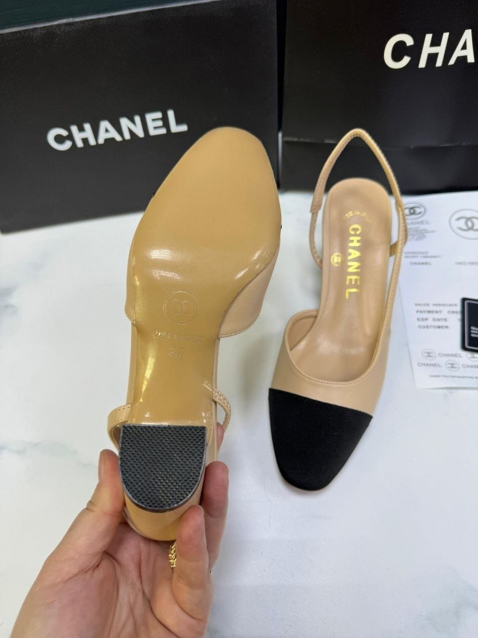 босоножки chanel,туфли chanel,бежевые кожаные слингбэки chanel на высоком каблуке,chanel бежевые кожаные туфли для женщин,босоножки шанель бежевые