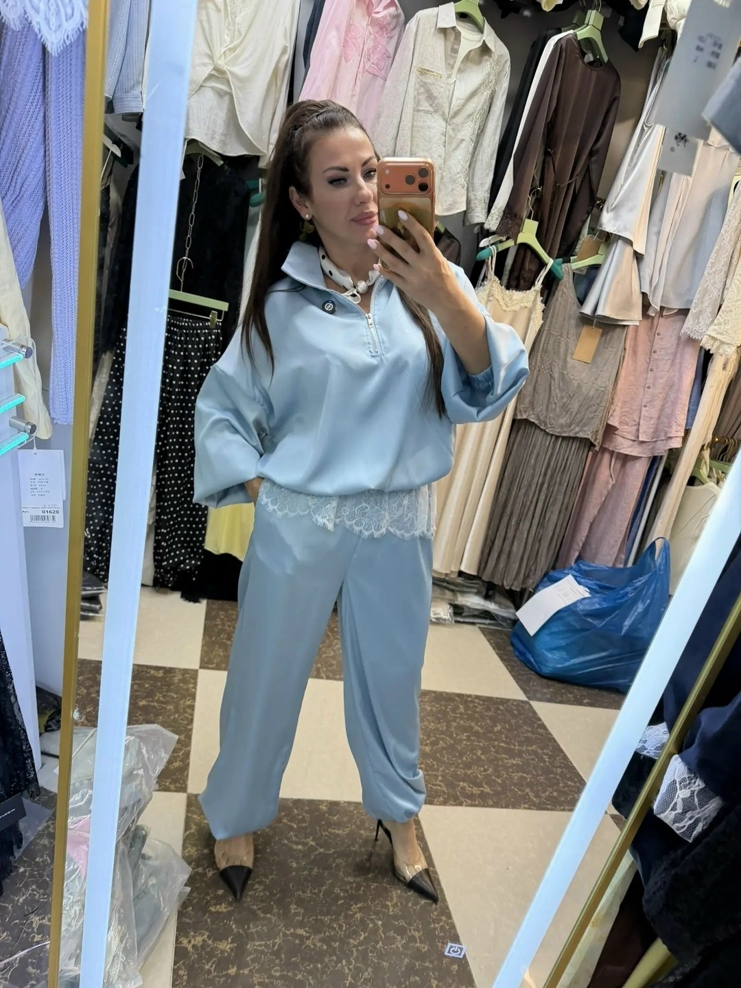 женские костюмы,костюм голубой,женская кофта,модная