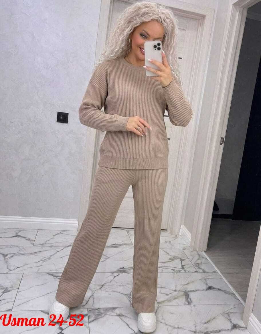 трикотажный костюм,костюм женский: водолазка и штаны (one size) 42-48 арт. 1325579,удобные трикотажные костюмы,костюм лапша женский,стильные костюмы