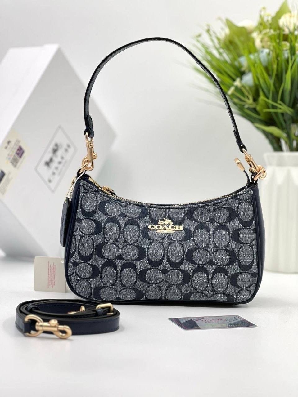 coach сумка на плечо,женская сумка coach,сумка,coach teri shoulder bag in signature canvas,coach handbag