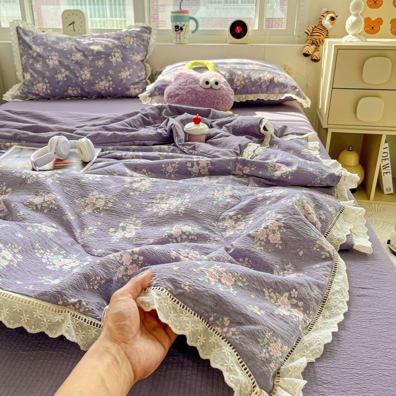 комплект постельного белья,хлопковое корейское кружевное лоскутное одеяло из серии ins,комплект одеяло,постельное бельё,пододеяльник