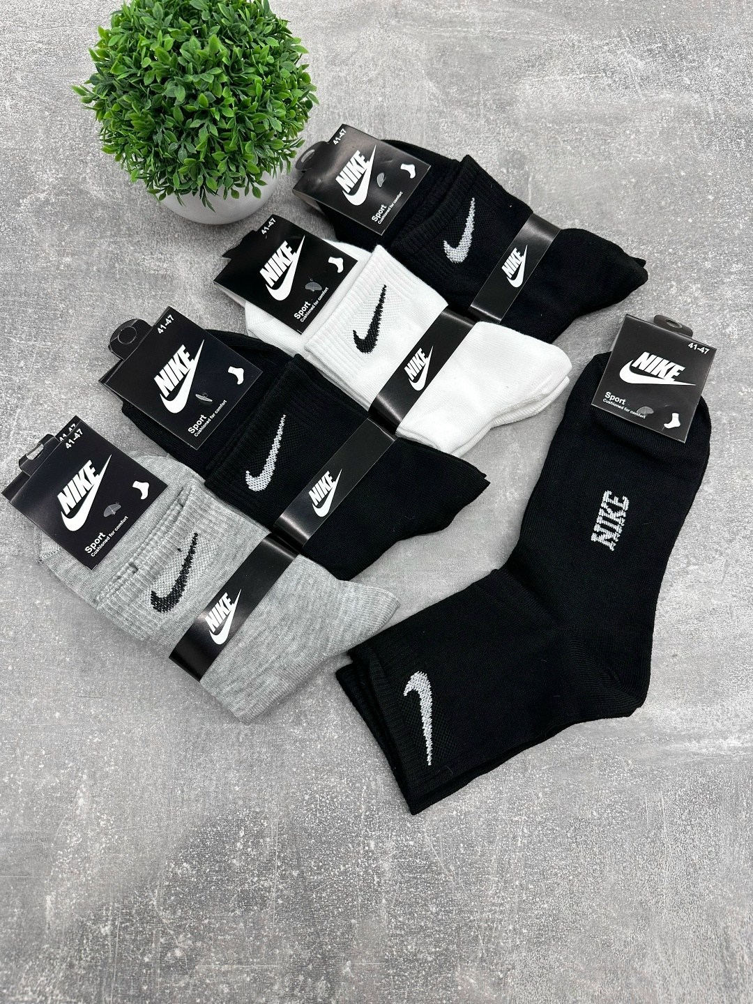 носки средние хлопковые набор 5 пар nike,носки мужские,носки мужские 10 пар nike,комплект носков nike,мужские носки nike