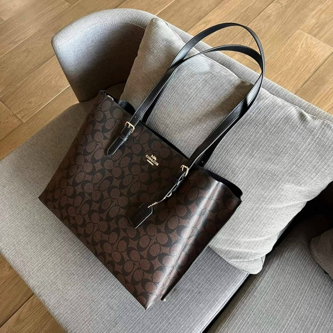 сумка шоппер coach,coach женская сумка,сумка тоут coach,coach mollie tote in signature canvas,сумка coach