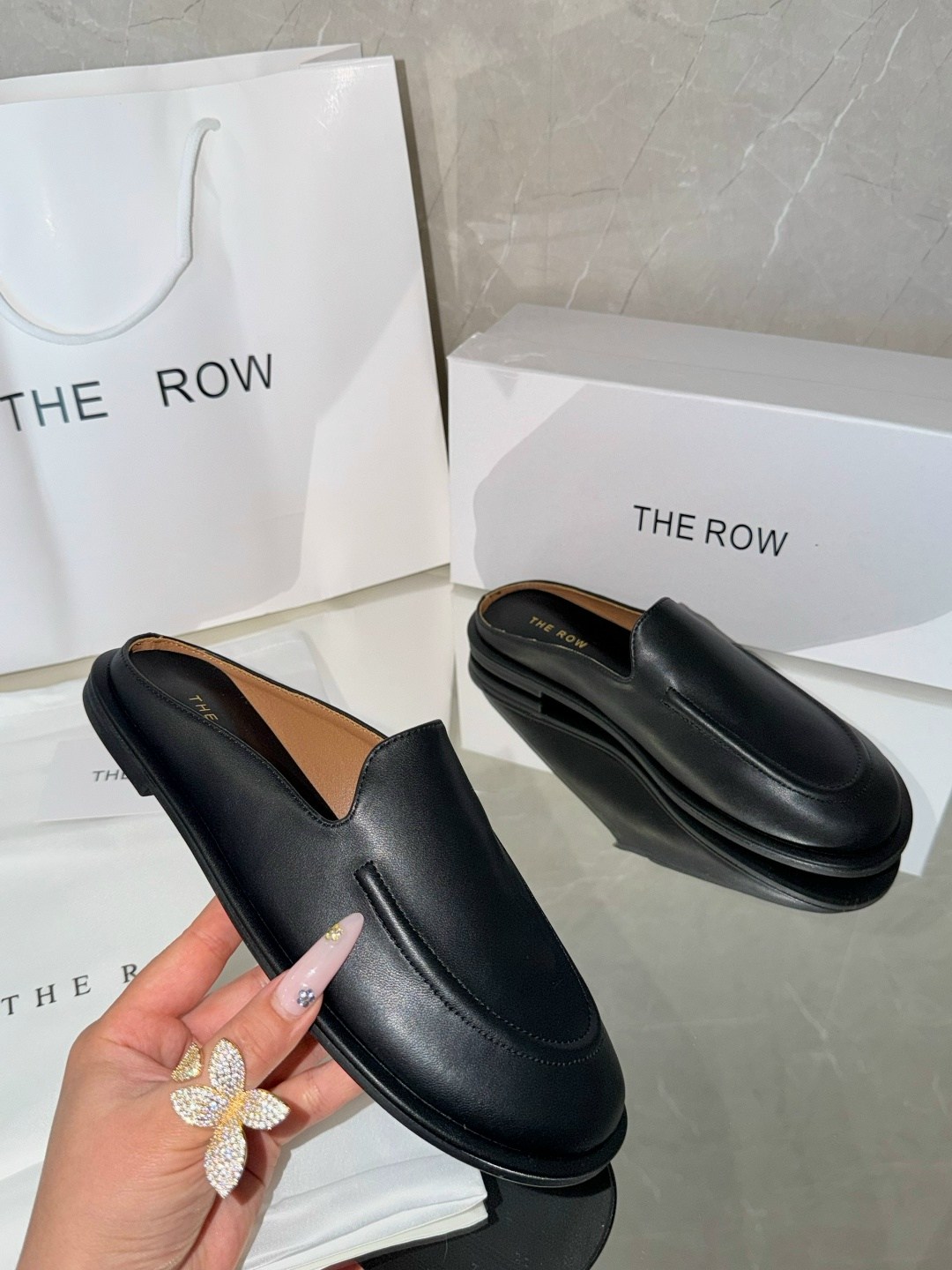 ,лоферы the row,обуви,кожаные мюли, женская
