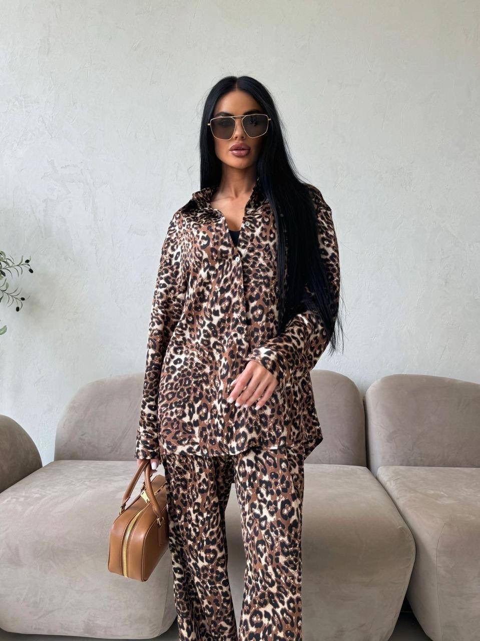 костюм брючный летний леопардовый al style,леопардовый костюм женский,леопардовый костюм,шёлковый костюм,костюмчик леопард