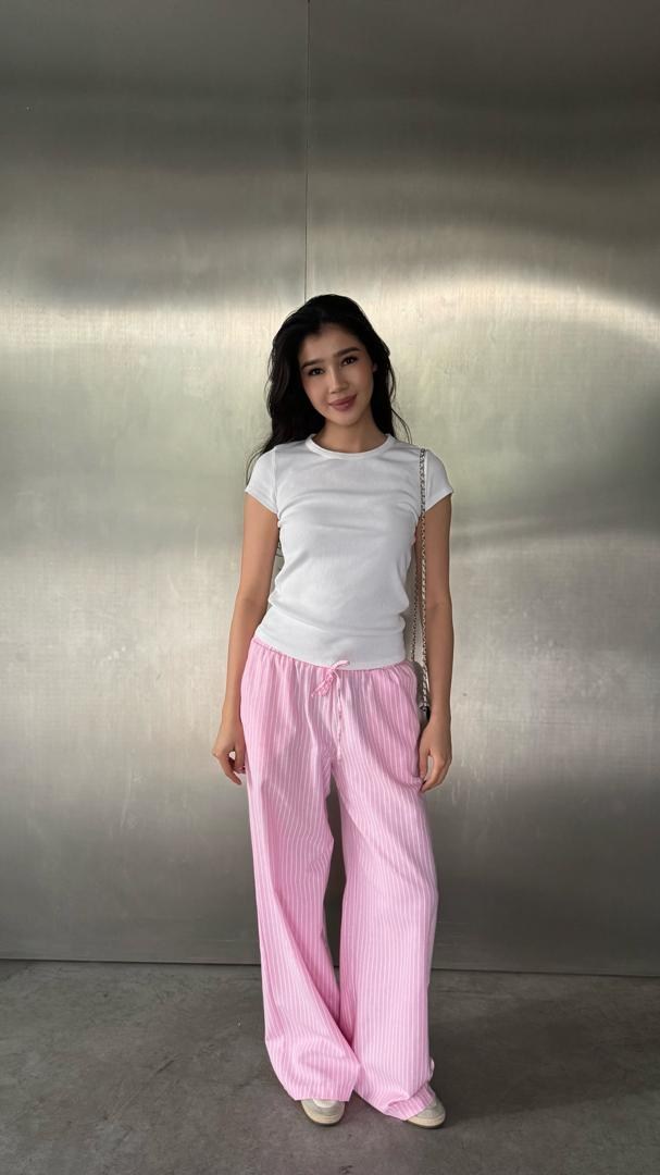 розовые брюки,штаны розовые,violon pink striped y2k wide leg pants with elastic waist,широкие брюки,брюки палаццо