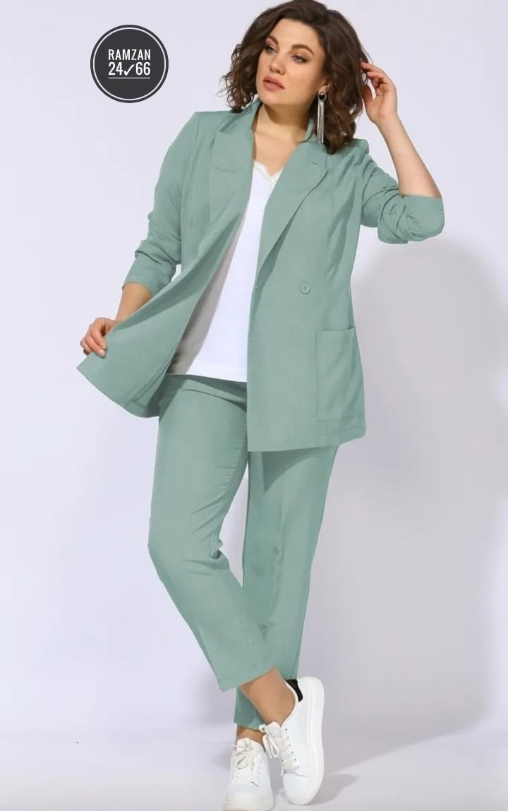 костюм брючный 24220 голубой aira style,брючные костюмы для женщин стильные,брючный костюм женский большие размеры,костюм женский брючный,брючный костюм aira style 24220 голубой тройка