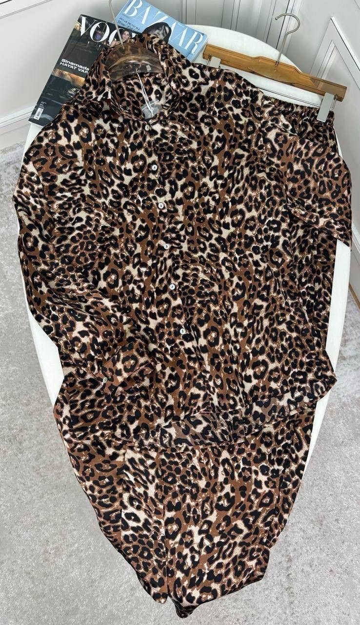 костюм брючный летний леопардовый al style,леопардовый костюм женский,леопардовый костюм,шёлковый костюм,костюмчик леопард