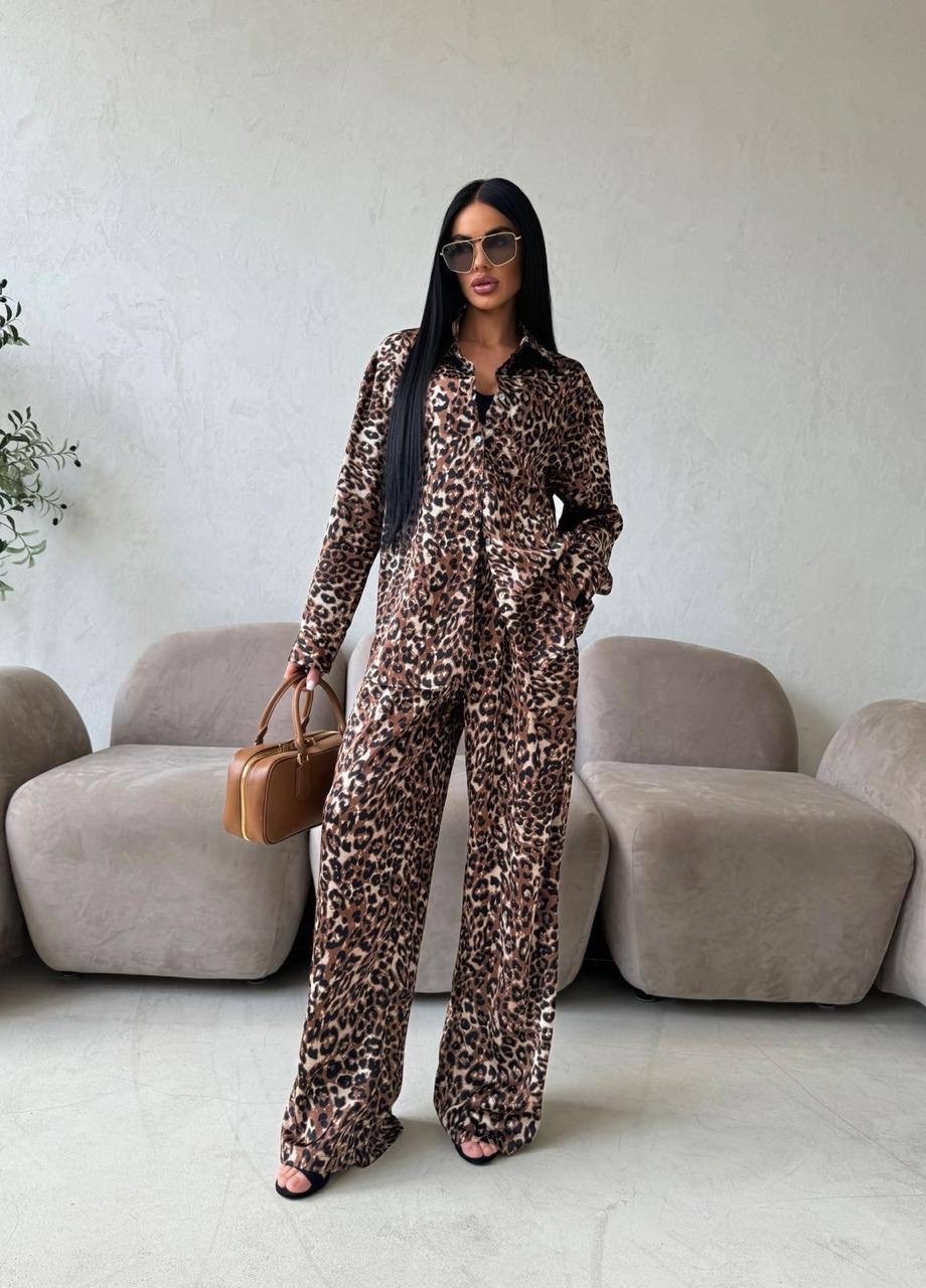 костюм брючный летний леопардовый al style,леопардовый костюм женский,леопардовый костюм,шёлковый костюм,костюмчик леопард