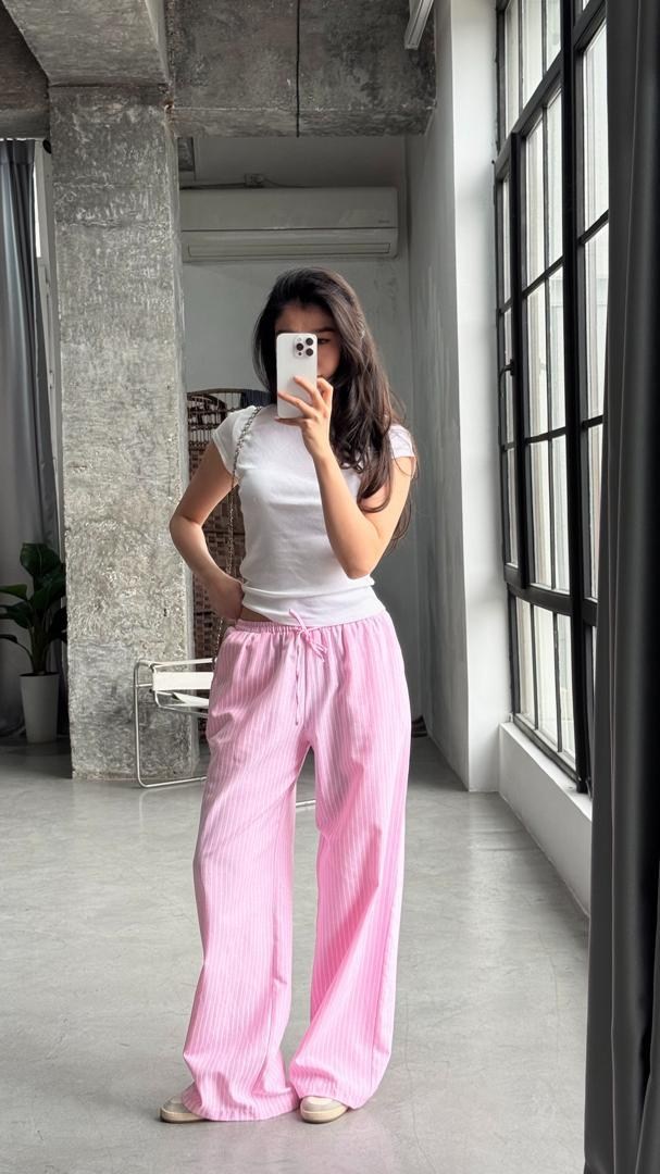 розовые брюки,штаны розовые,violon pink striped y2k wide leg pants with elastic waist,широкие брюки,брюки палаццо