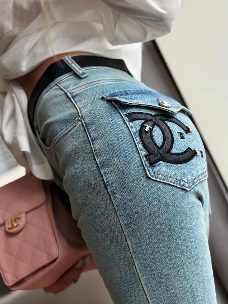 джинсы chanel,джинсы шанель,женские джинсы,джинсы женский chanel бледно-синий,джинсы