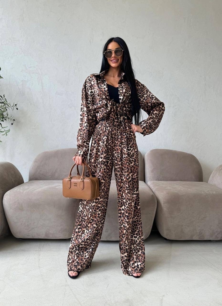 костюм брючный летний леопардовый al style,леопардовый костюм женский,леопардовый костюм,шёлковый костюм,костюмчик леопард