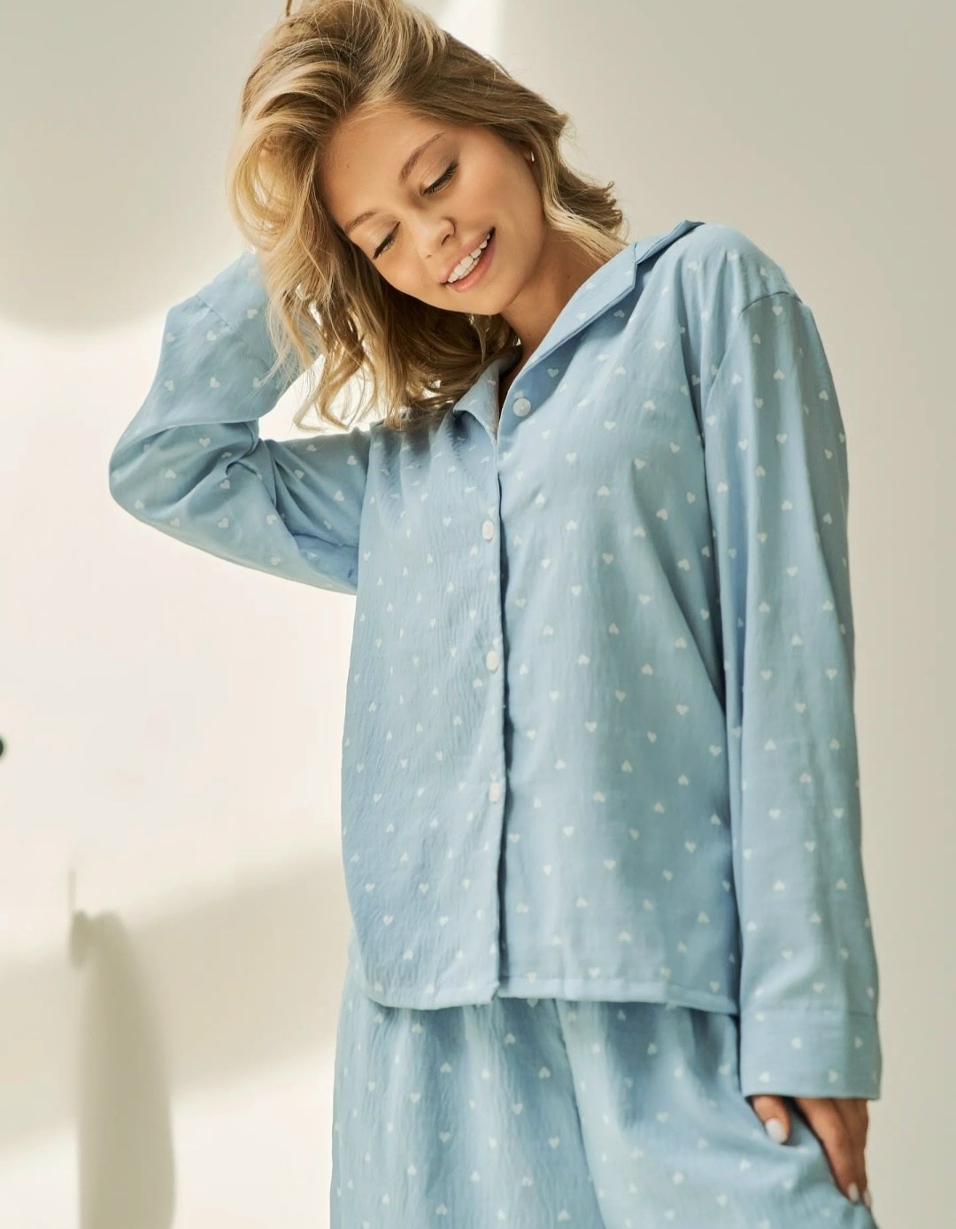 пижама женская kaftan "горошек",пижама женская,комплект пижама,голубая пижама,пижама для девочек