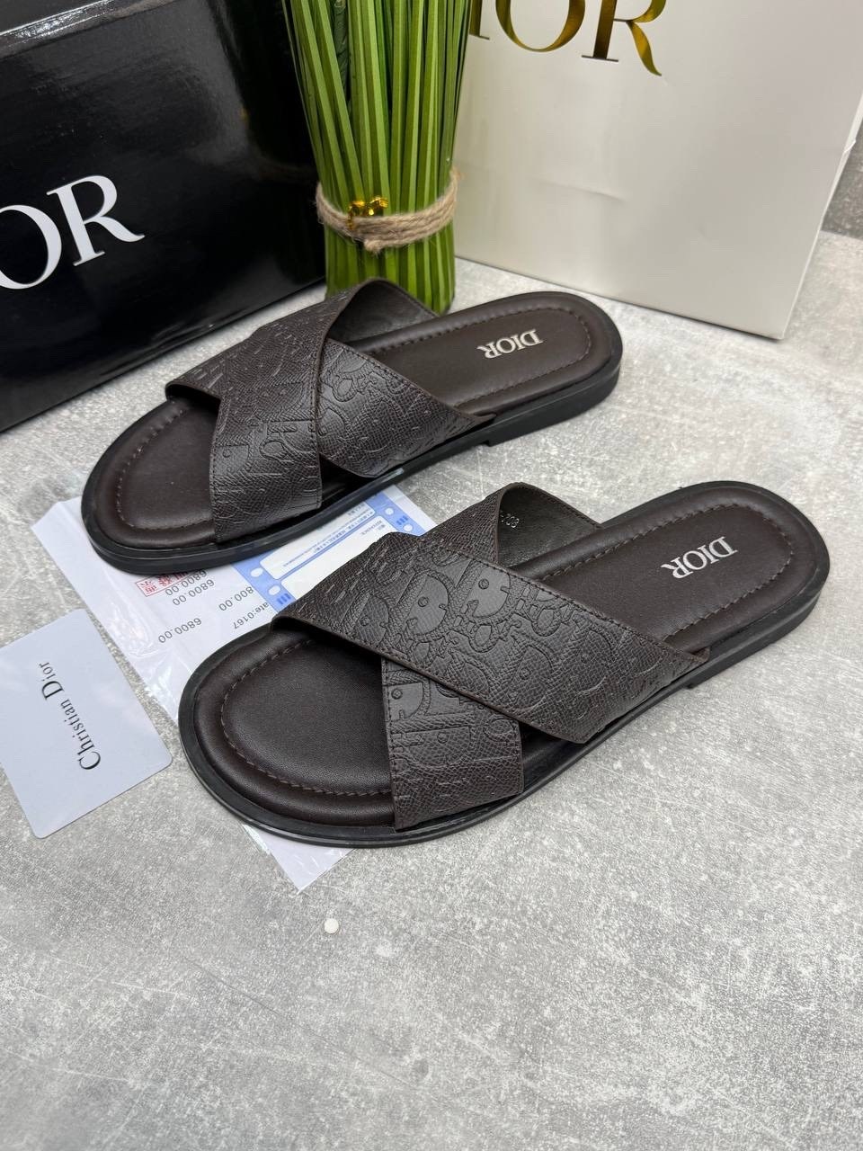 шлепанцы christian dior,,мужские шлепанцы,шлепки диор,кожаные шлепанцы