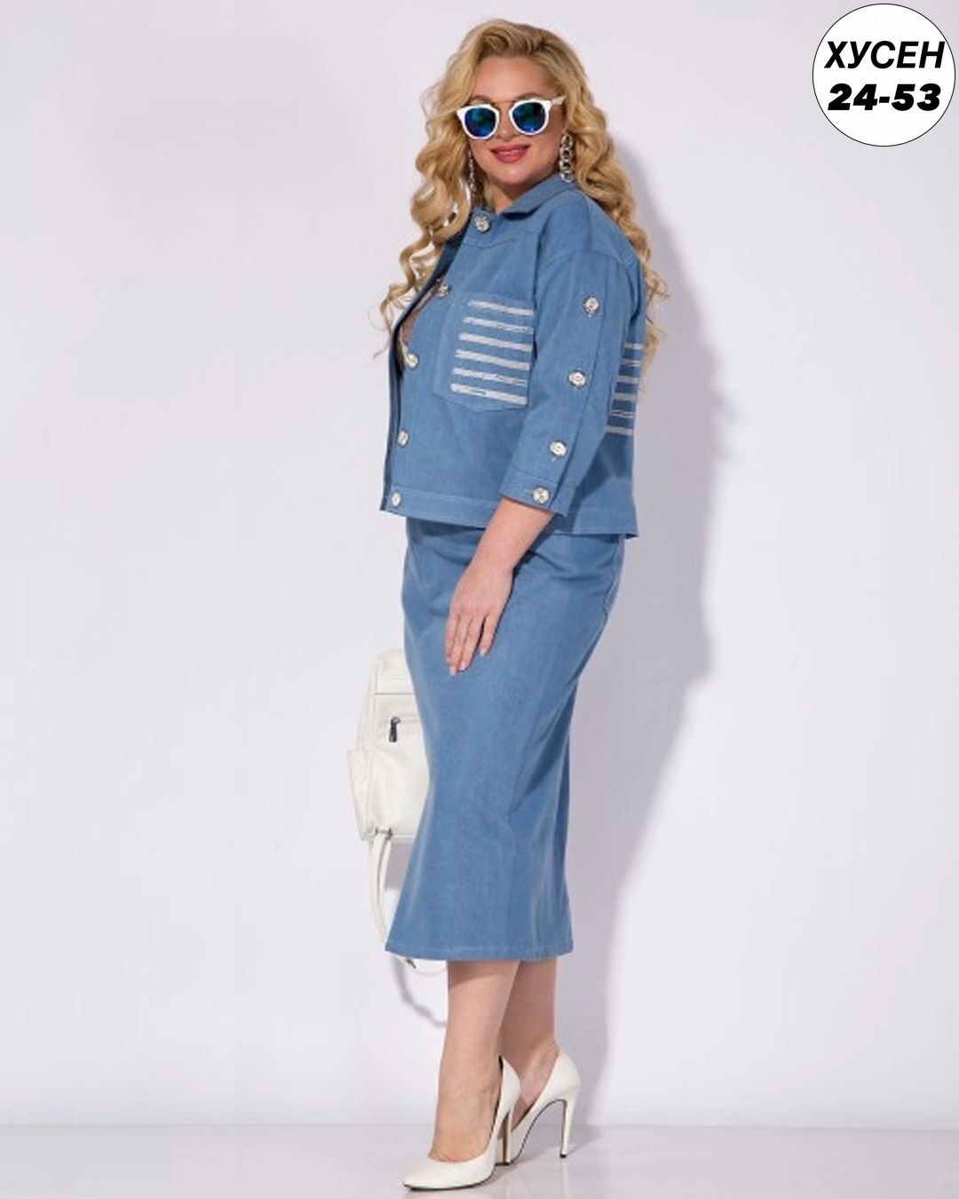 юбочный костюм лилиана 1285 н джинс,юбочный костюм лилиана 1285 н джинс размер 48-54,костюм лилиана арт. 1285н джинс женский комплект из денима,джинсовый юбочный костюм лилиана 1285н,женский костюм из