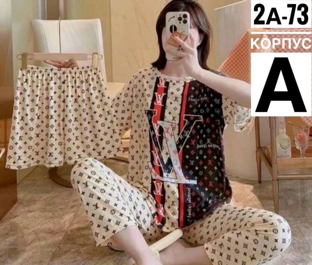 женская пижама с короткими рукавами,модная пижама,пижама женская,пижама женская тройка,костюм женский домашний пижама