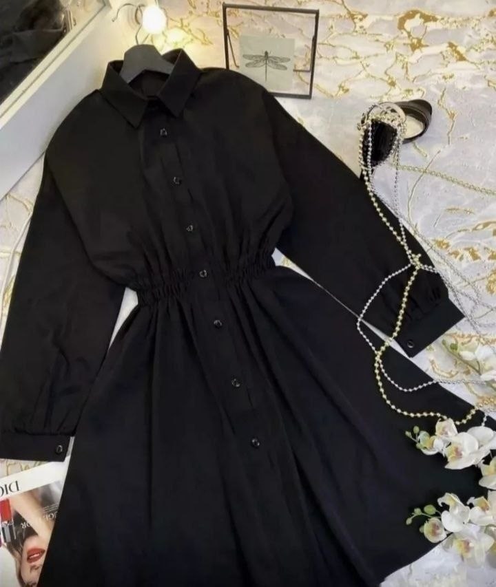чёрное женское платье,платье рубашка черное,nobrand чёрное женское платье,платье с поясом,платье рубашка