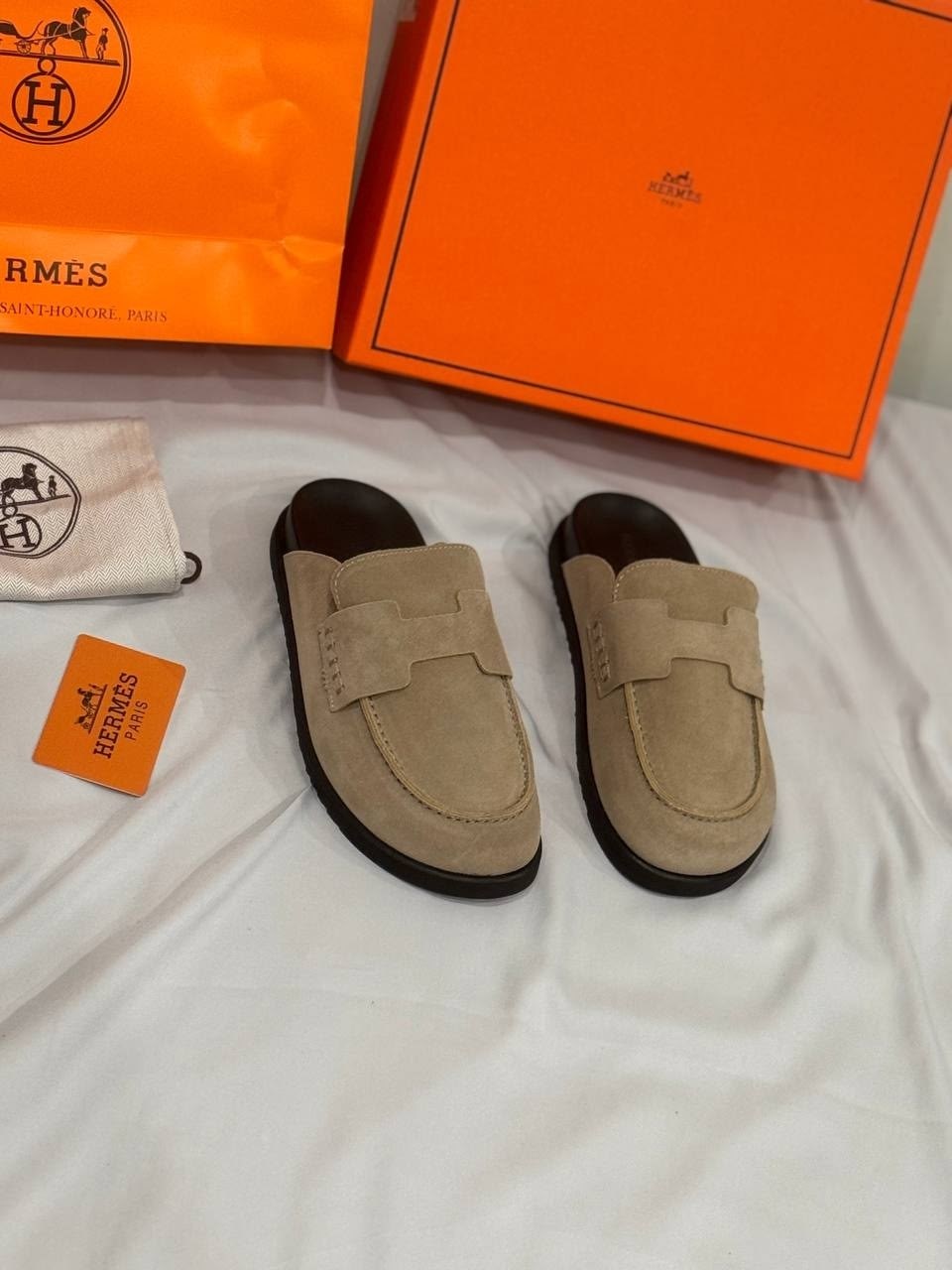 ,мюли женские,замшевые сабо hermes,мюли замшевые,замшевые шлепанцы hermes