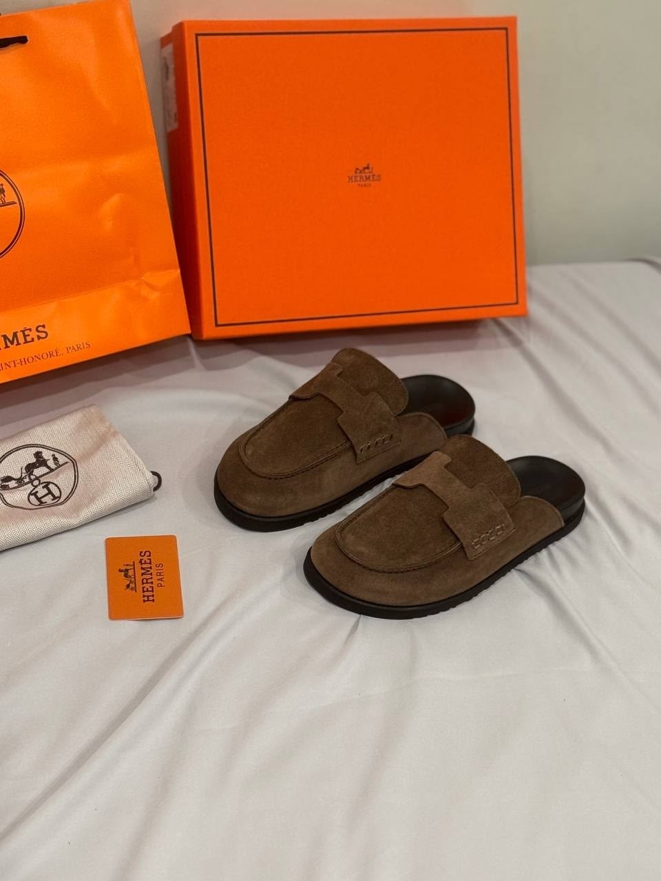 ,мюли женские,замшевые сабо hermes,мюли замшевые,замшевые шлепанцы hermes