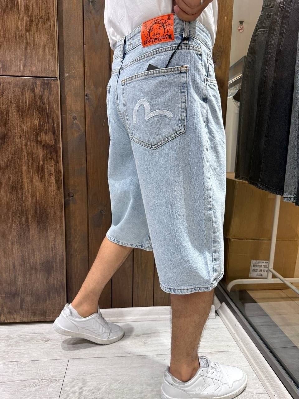 шорты evisu,мужские шорты,джинсовые шорты,evisu джинсы,джинсовые шорты с вышивкой