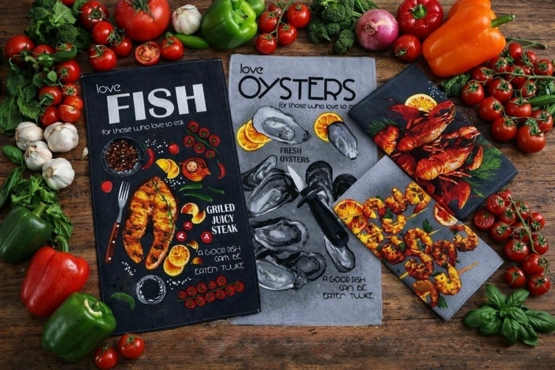 набор полотенец этель fish dish 4 шт,набор полотенец этель fish dish для кухни,кухонное полотенце,сладкий перец