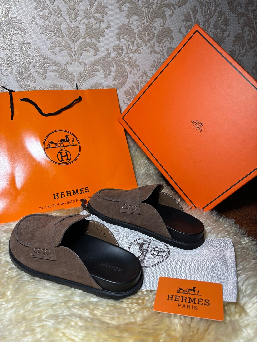 мюли hermes,hermes мюли женские,, hermes,замшевые шлепанцы hermes