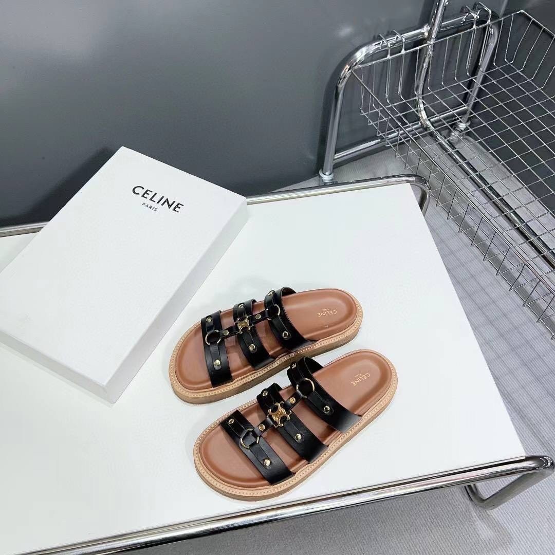 шлепанцы celine,женские сандалии,сандалии celine,женские шлепанцы,кожаные шлепанцы