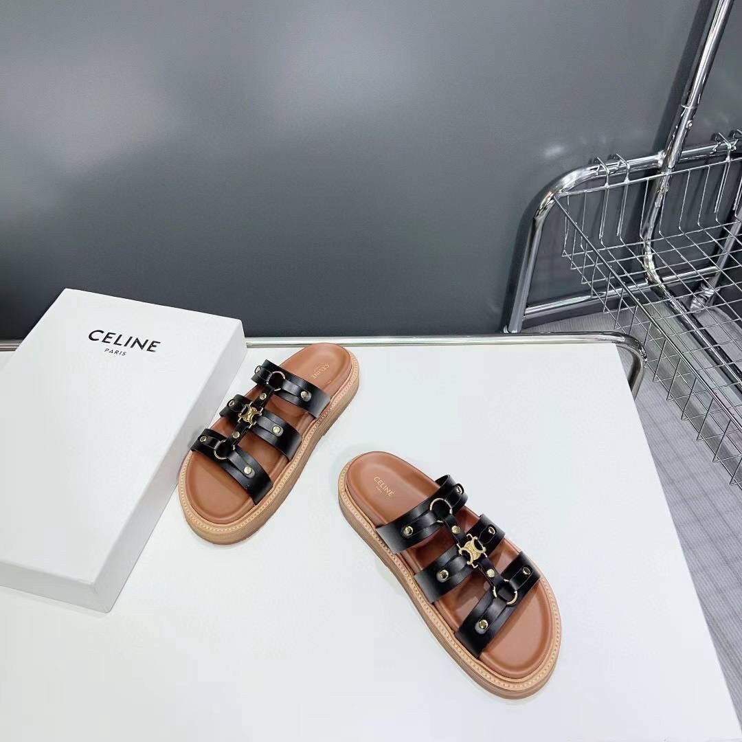 шлепанцы celine,женские сандалии,сандалии celine,женские шлепанцы,кожаные шлепанцы