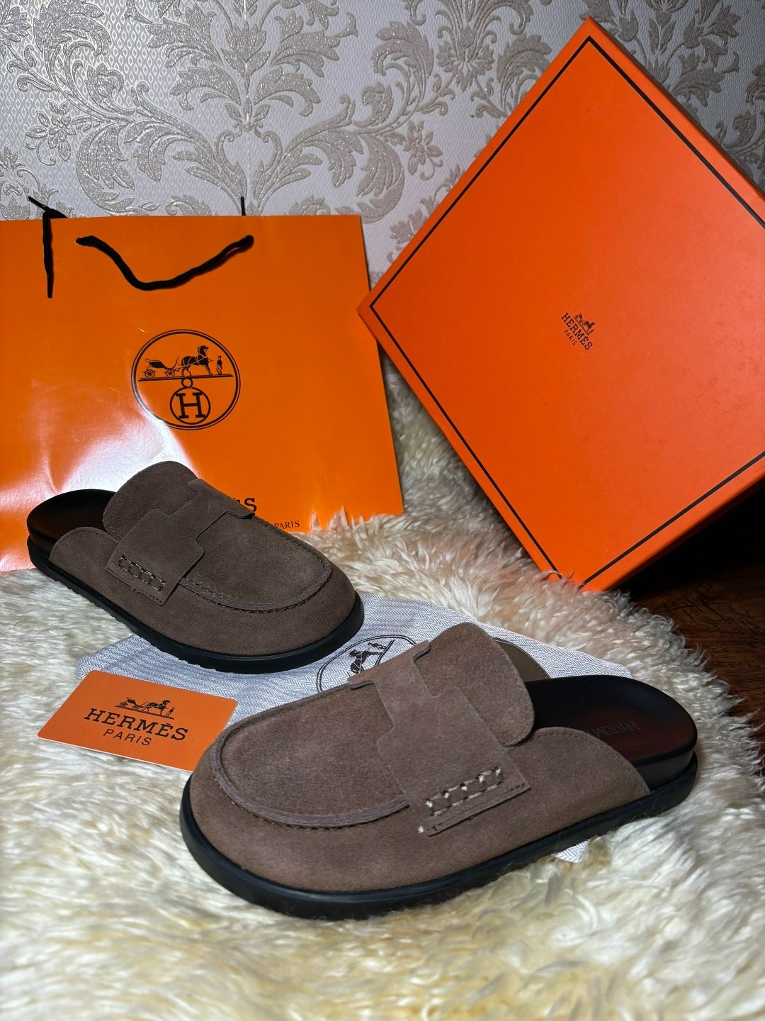 мюли hermes,hermes мюли женские,, hermes,замшевые шлепанцы hermes