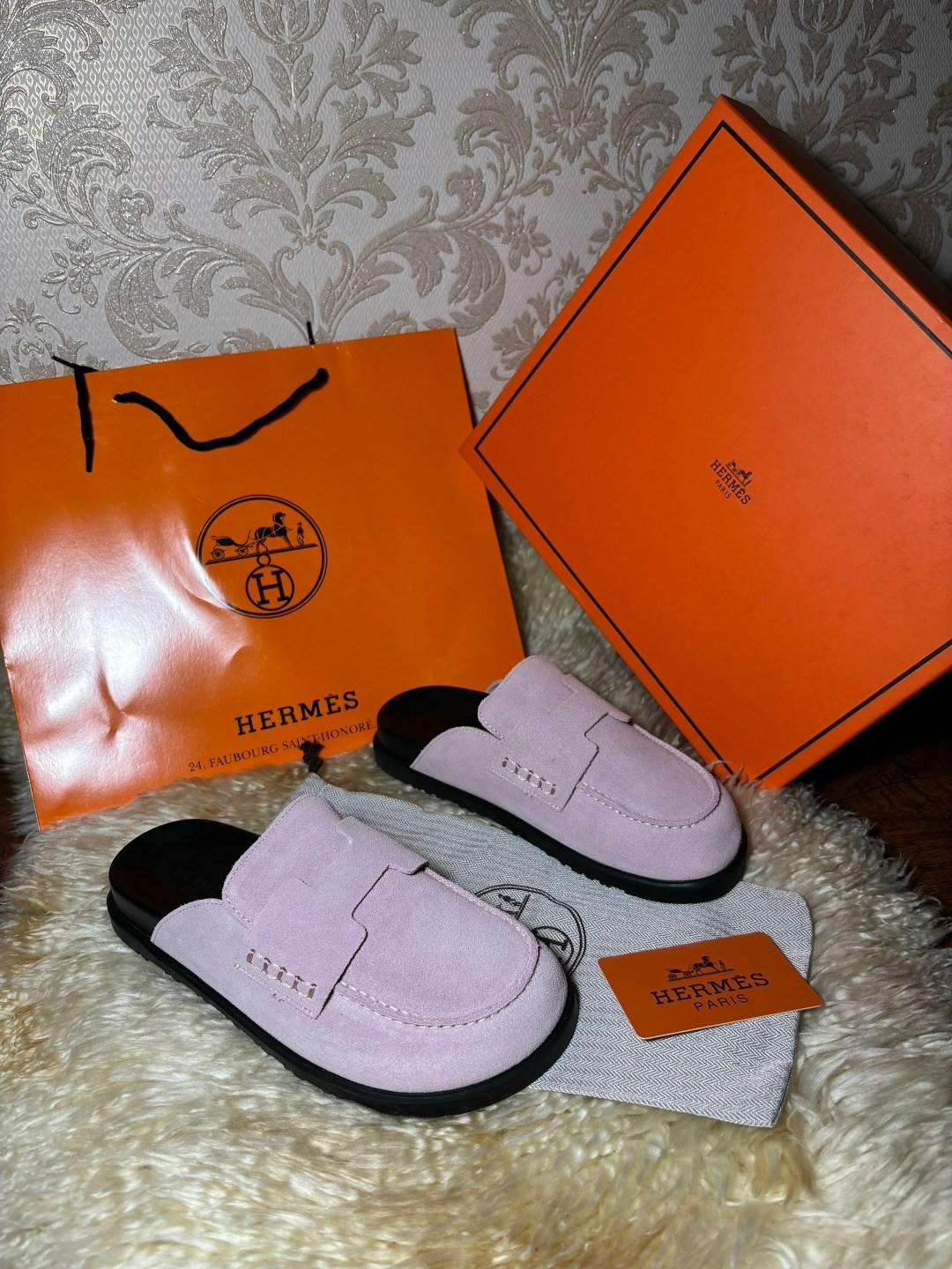 мюли hermes,hermes мюли женские,, hermes,замшевые шлепанцы hermes