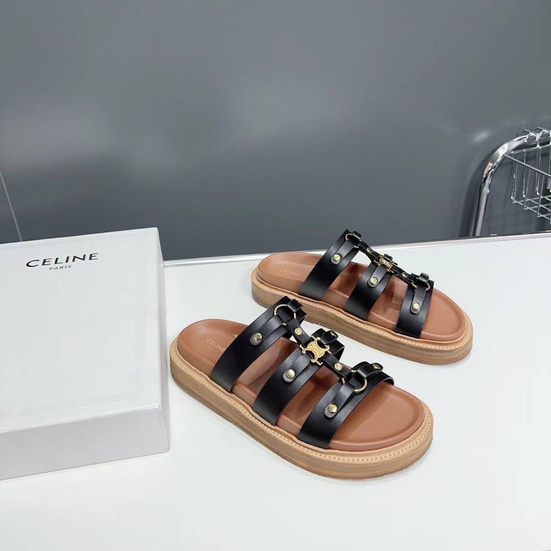 шлепанцы celine,женские сандалии,сандалии celine,женские шлепанцы,кожаные шлепанцы
