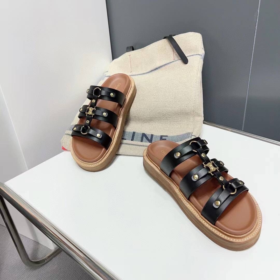 шлепанцы celine,женские сандалии,сандалии celine,женские шлепанцы,кожаные шлепанцы