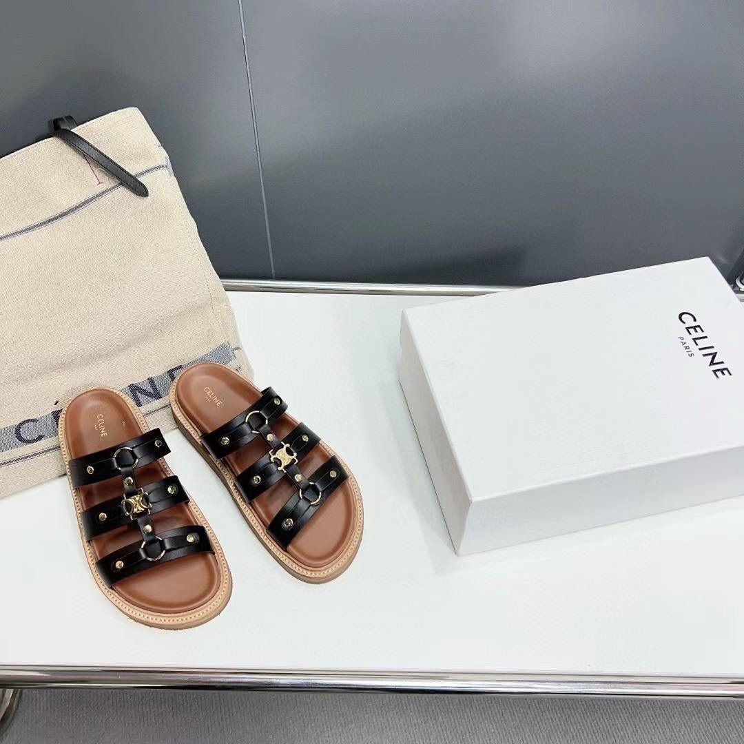 шлепанцы celine,женские сандалии,сандалии celine,женские шлепанцы,кожаные шлепанцы