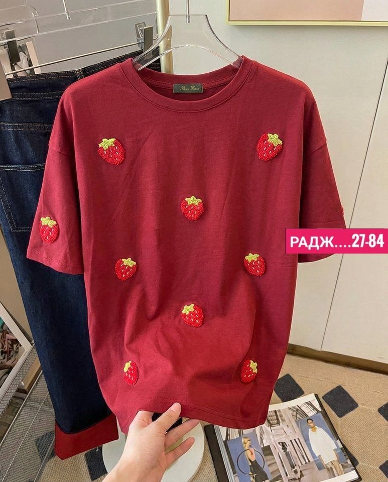 футболка женская,хлопок футболка,футболка из мягкого,футболка клубника белая,летние женские футболки