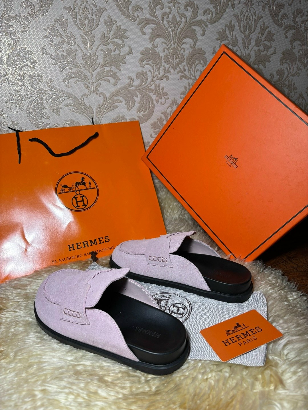 мюли hermes,hermes мюли женские,, hermes,замшевые шлепанцы hermes
