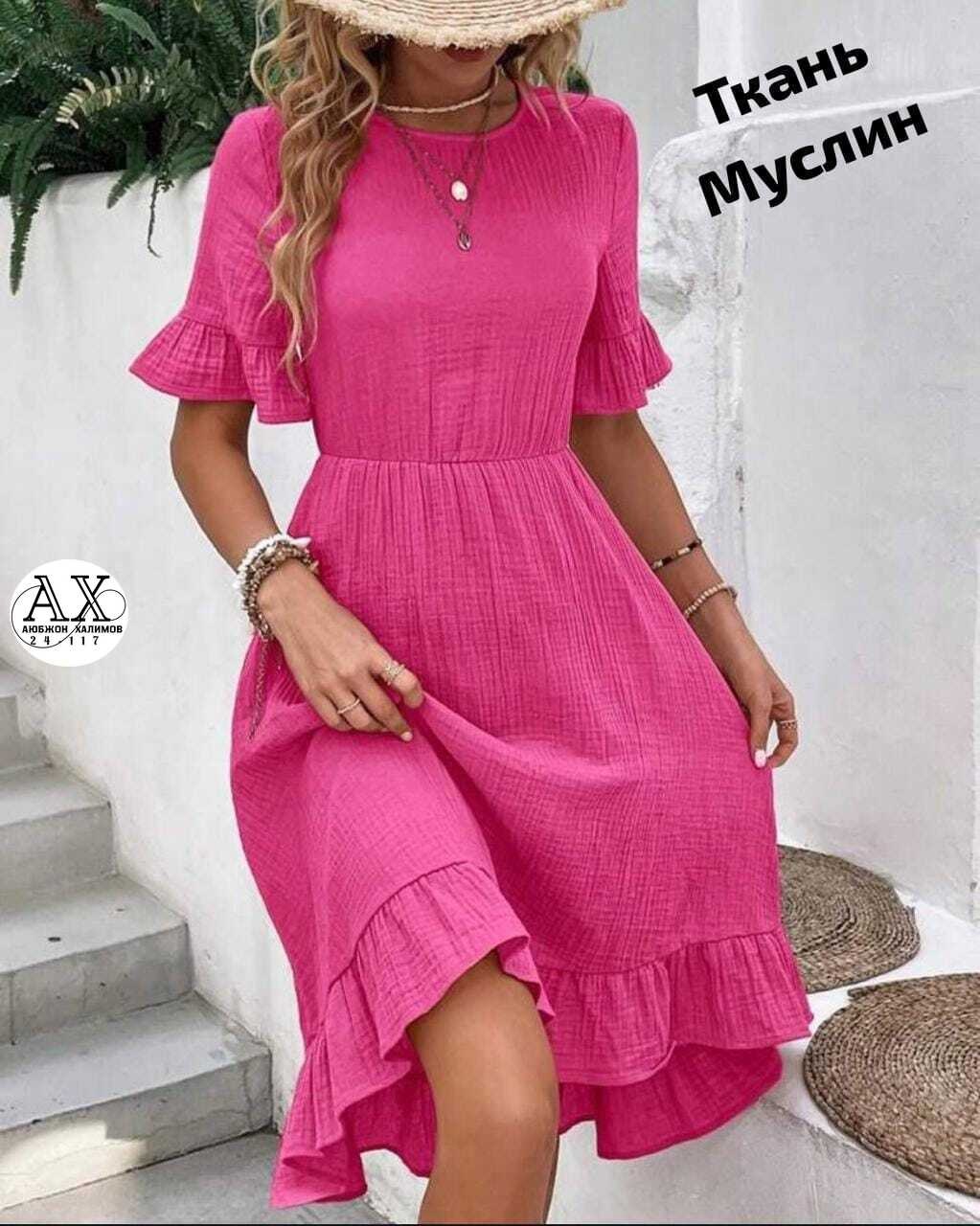 женское летнее платье,платье летнее,женское летнее платье миди,женское платье из муслина,стильное летнее платье