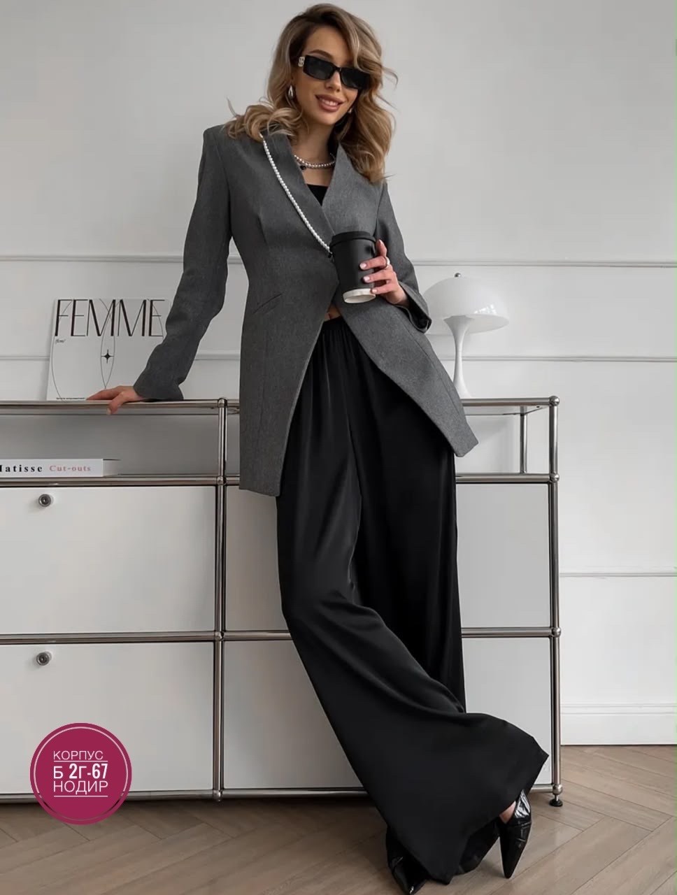 костюм брючный деловой палаццо li-style,брючный костюм,классический брючный костюм,брючный костюм серый,костюм женский брючный