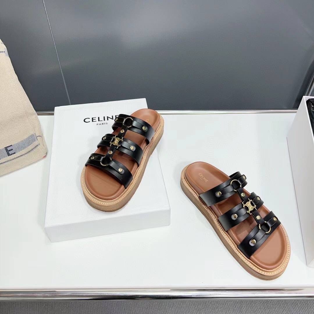 шлепанцы celine,женские сандалии,сандалии celine,женские шлепанцы,кожаные шлепанцы